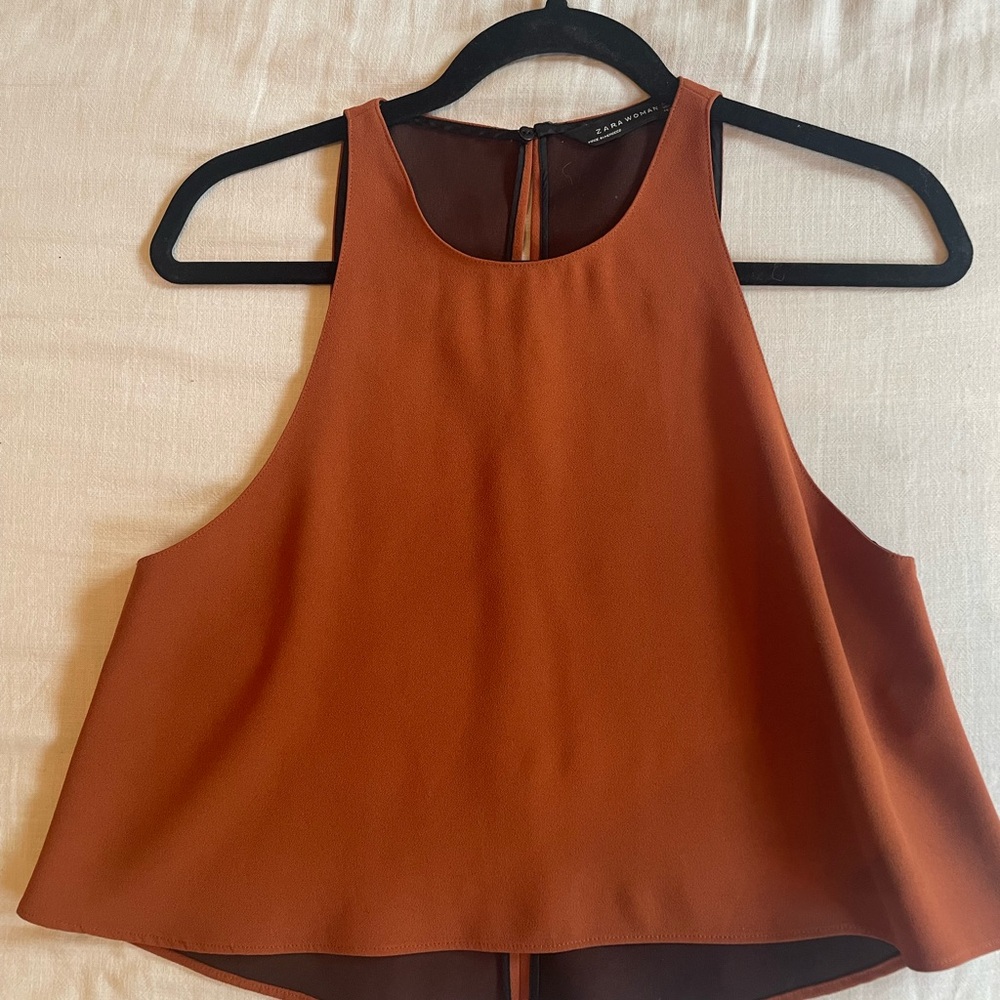 Zara Sleeveless Rust Top